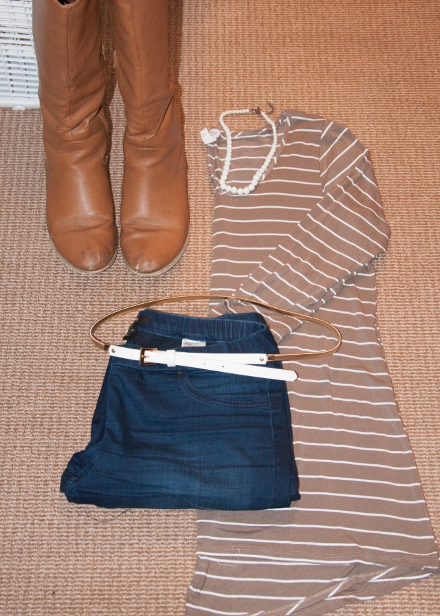 Brown Striped Top with Denim