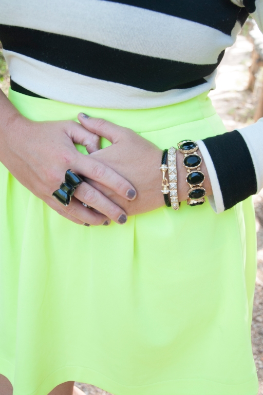 Neon skirt with black and gold